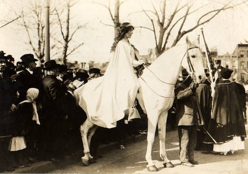 Inez Milholland, Esq. at the front of the 1913 Suffrage March on Pennsylvania Ave.